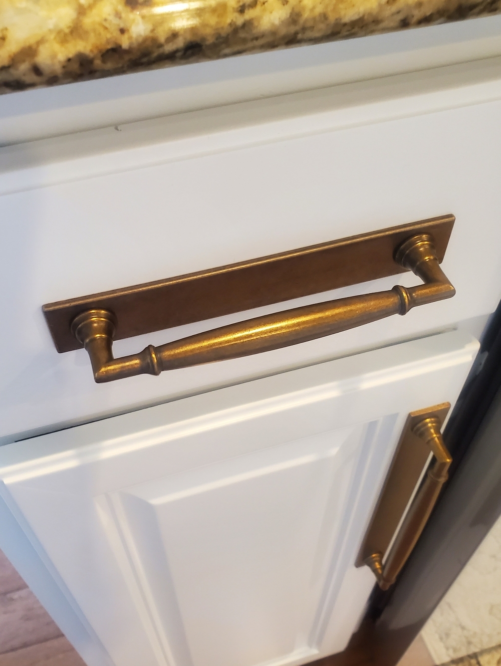 NWOT Antique Brass 5" Cabinet Pulls & Back plate - Set of 8 ea. available
